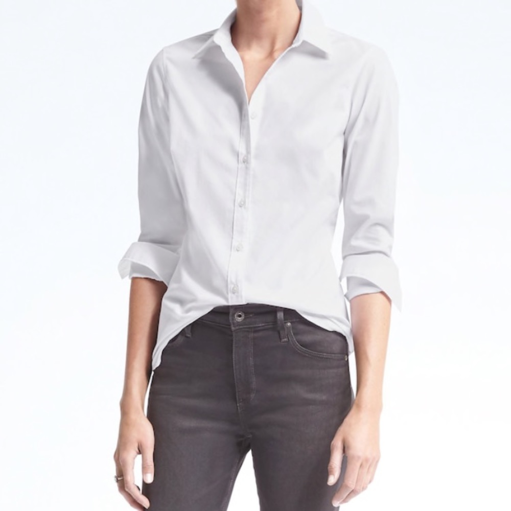 Banana Republic Riley Fit White Button up
